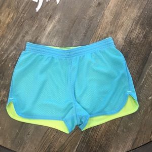 Xersion Teal/Neon Green Athletic Shorts